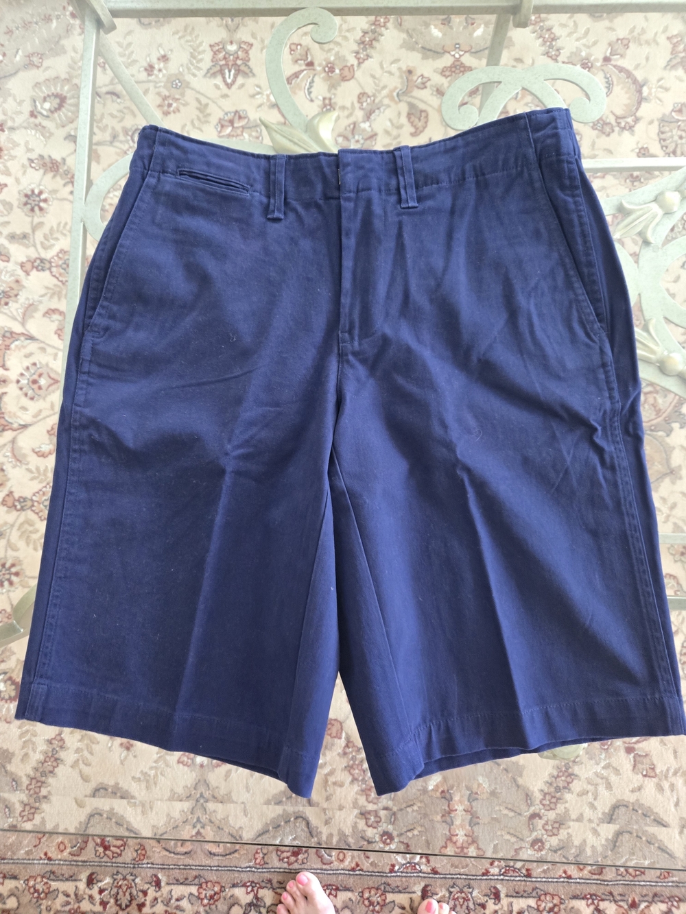 Land's End Womens Bermuda Chino Navy Shorts
